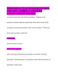 EDFR 6300 ACTUAL EXAM QUESTIONS AND 100% CORRECT ANSWERS| LATEST UPDATE 2026/2027