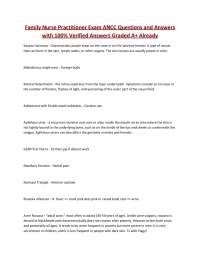 Family Nurse Practitioner Exam ANCC Questions and Answers with 100% Verified Answers Grade