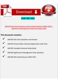 AGB 302 ASU Exam Questions with Complete Solutions (2026–2027) – Agribusiness Management E