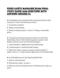 FOOD SAFETY MANAGER EXAM FINAL STUDY GUIDE 2026 QUESTIONS WITH ANSWERS GRADED A+