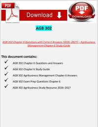 AGB 302 Chapter 6 Questions with Correct Answers (2026–2027) – Agribusiness Management Cha