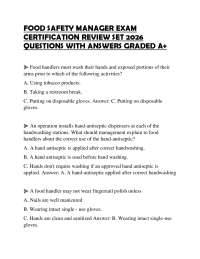 FOOD SAFETY MANAGER EXAM CERTIFICATION REVIEW SET 2026 QUESTIONS WITH ANSWERS GRADED A+