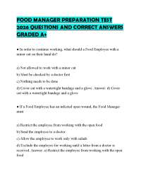 FOOD MANAGER PREPARATION TEST 2026 QUESTIONS AND CORRECT ANSWERS GRADED A+