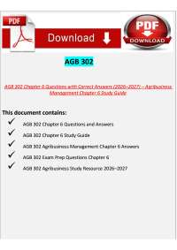 AGB 302 Chapter 6 Questions with Correct Answers (2026–2027) – Agribusiness Management Cha