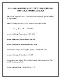 MED AIDE - CHAPTER 3 - SUPPORTING PROCEDURES TEST GUIDE EXAM REVIEW 2026