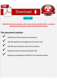 AGB 302 Final Exam Questions with Correct Answers (2026–2027) – Complete Agribusiness Mana