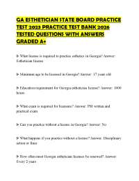 GA ESTHETICIAN STATE BOARD PRACTICE TEST 2023 PRACTICE TEST BANK 2026 TESTED QUESTIONS WIT