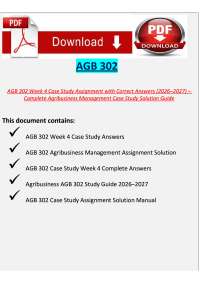 AGB 302 Week 4 Case Study Assignment with Correct Answers (2026–2027) – Complete Agribusin
