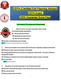 CEPA Certified Exit Planning Advisor Exam (2026/2027) (pdf) | Finance | EPI
