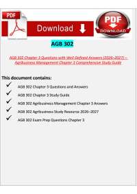 AGB 302 Chapter 3 Questions with Well-Defined Answers (2026–2027) – Agribusiness Managemen