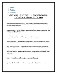 MED AIDE - CHAPTER 10 - NERVOUS SYSTEM TEST GUIDE EXAM REVIEW 2026