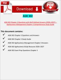 AGB 302 Chapter 3 Questions with Well-Defined Answers (2026–2027) – Agribusiness Managemen