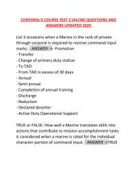CORPORAL'S COURSE TEST 2 (4A/4B) QUESTIONS AND ANSWERS UPDATED 2025/2026