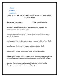 MED AIDE - CHAPTER 12 - ENDOCRINE + REPRODUCTIVE SYSTEMS TEST GUIDE 2026