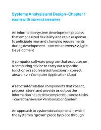Systems Analysis and Design - Chapter 1 exam with correct answers
