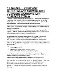 CA FUNERAL LAW REVIEW QUESTIONS AND ANSWERS WITH COMPLETE SOLUTIONS 100% CORRECT RATED A