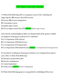 EMT Basic Final Exam Review - Questions & Answers PDF