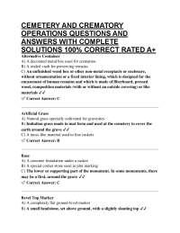 CEMETERY AND CREMATORY OPERATIONS QUESTIONS AND ANSWERS WITH COMPLETE SOLUTIONS 100% CO