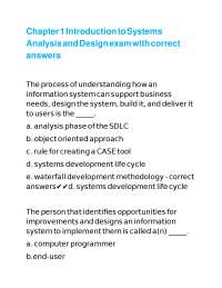 Chapter 1 Introduction to Systems Analysis and Design exam with correct answers
