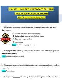 BIO 669 Exam 3 (2026/2027) | Pulmonary & Renal Physiology Exam Questions (PDF)