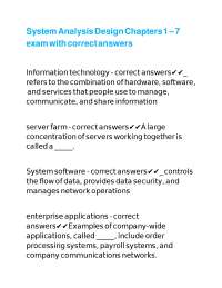 System Analysis Design Chapters 1 – 7 exam with correct answers