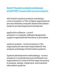 Quiz #1 System analysis and design (CHAPTER 1) exam with correct answers