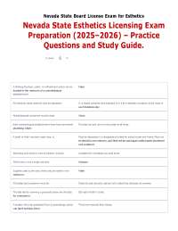 Nevada State Esthetics Licensing Exam Preparation (2025–2026) – Practice Questions and S
