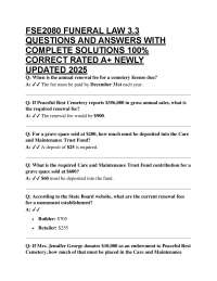 FSE2080 FUNERAL LAW 3.3 QUESTIONS AND ANSWERS WITH COMPLETE SOLUTIONS 100% CORRECT RATE