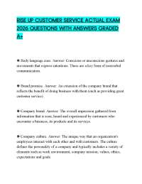 RISE UP CUSTOMER SERVICE ACTUAL EXAM 2026 QUESTIONS WITH ANSWERS GRADED A+