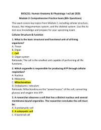 BIOL251: Human Anatomy & Physiology I w/Lab 2026 Module 2: Comprehensive Practice Exam (80