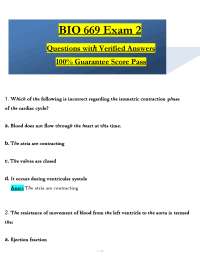 BIO 669 Exam 2 (2026/2027) | Cardiovascular Physiology & Cardiac Cycle Exam (PDF)