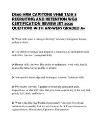 D360 HRM CAPSTONE VHMI TASK 3 RECRUITING AND RETENTION WGU CERTIFICATION REVIEW SET 2026 Q