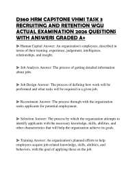 D360 HRM CAPSTONE VHMI TASK 3 RECRUITING AND RETENTION WGU ACTUAL EXAMINATION 2026 QUESTIO