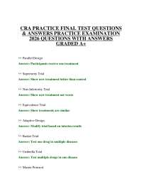 CRA PRACTICE FINAL TEST QUESTIONS & ANSWERS PRACTICE EXAMINATION 2026 QUESTIONS WITH ANSWE
