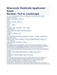 Wisconsin Pesticide Applicator Exam Review Turf & Landscape