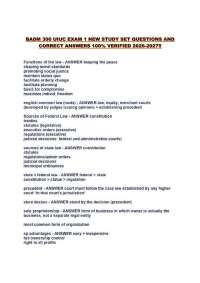BADM 300 UIUC EXAM 1 NEW STUDY SET QUESTIONS AND CORRECT ANSWERS 100% VERIFIED 2026-2027