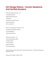 Chi Omega History / Correct Questions And Verified Answers