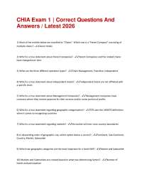 CHIA Exam 1 | Correct Questions And Answers | Latest 2026