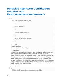Pesticide Applicator Certification Practice - C3 Exam Questions and Answers