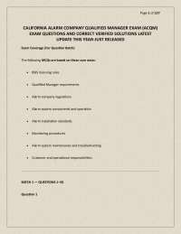 CALIFORNIA ALARM COMPANY QUALIFIED MANAGER (ACQM) EXAM QUESTIONS AND CORRECT VERIFIED SOLU