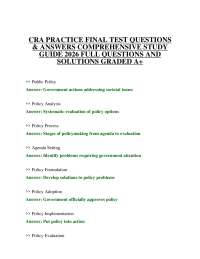CRA PRACTICE FINAL TEST QUESTIONS & ANSWERS COMPREHENSIVE STUDY GUIDE 2026 FULL QUESTIONS