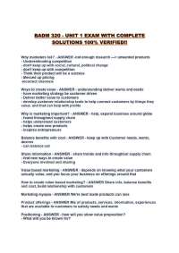 BADM 320 - UNIT 1 EXAM WITH COMPLETE SOLUTIONS 100% VERIFIED!!