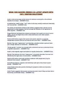 WGSS 1000 QUIZZES (WEEKS 2-6) LATEST UPDATE WITH 100% VERIFIED SOLUTIONS!!