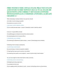 Fire Instructor 2 Final Exam Prep 2024 | 300 Questions & Rationales | NFPA 1041