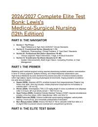 2026/2027 Ultimate Test Bank: Lewis's Medical-Surgical Nursing (12th Edition) | NCLEX NGN