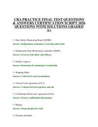 CRA PRACTICE FINAL TEST QUESTIONS & ANSWERS CERTIFICATION SCRIPT 2026 QUESTIONS WITH SOLUT