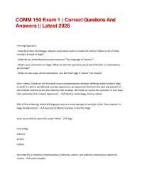 COMM 150 Exam 1 | Correct Questions And Answers || Latest 2026