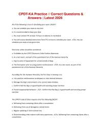 CPDT-KA Practice // Correct Questions & Answers | Latest 2026