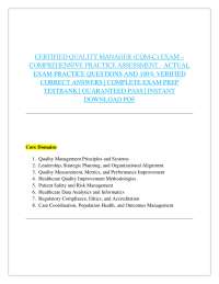 CERTIFIED QUALITY MANAGER (CQM-C) EXAM – COMPREHENSIVE PRACTICE ASSESSMENT - ACTUAL EXAM
