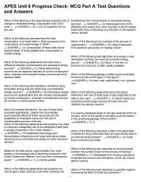 APES Unit 6 Progress Check: MCQ Part A Test Questions and Answers
